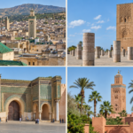 Collage of Morocco’s imperial cities Fez, Rabat, Meknes and Marrakech