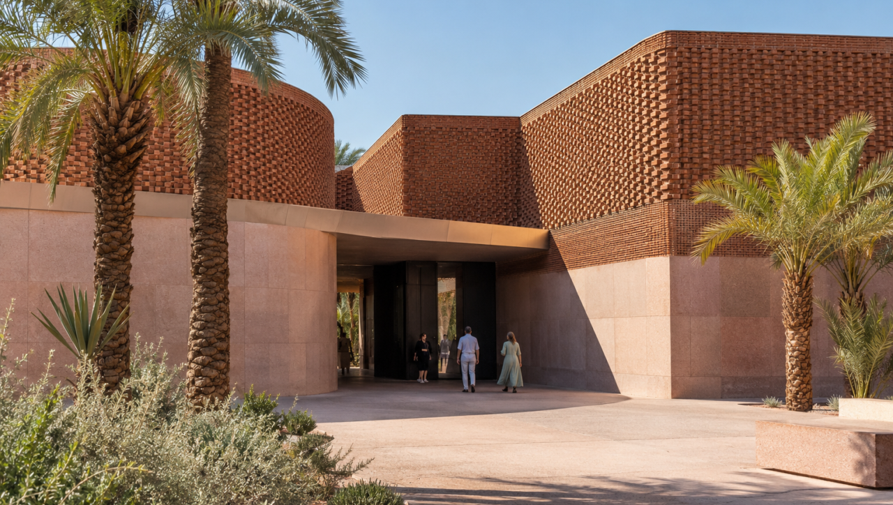 Contemporary terracotta museum architecture inspired by Marrakech