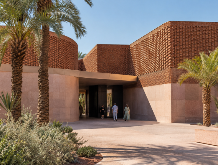 Contemporary terracotta museum architecture inspired by Marrakech