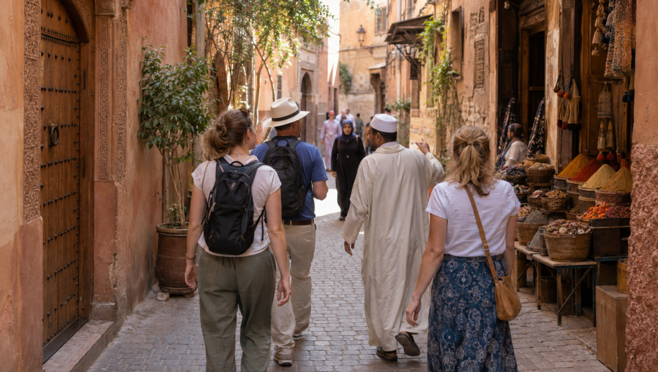 Guided walking tour through the streets of Marrakech medina.