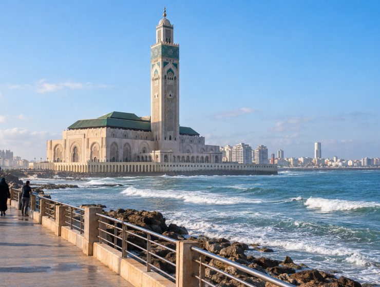 Hassan II Mosque and the Atlantic waterfront in Casablanca