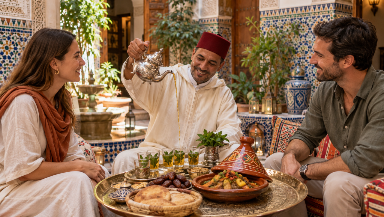Moroccan culture and traditional mint tea hospitality