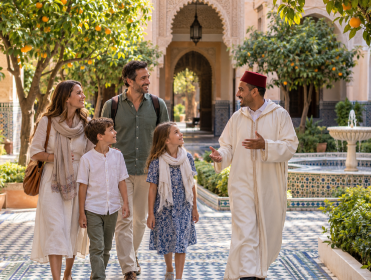Family exploring Morocco with a local guide in Marrakech