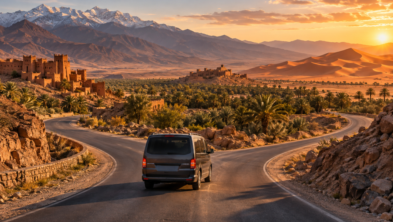 Morocco desert tour route from Marrakech to the Sahara