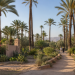 Palm-lined path in the Marrakech Palmeraie